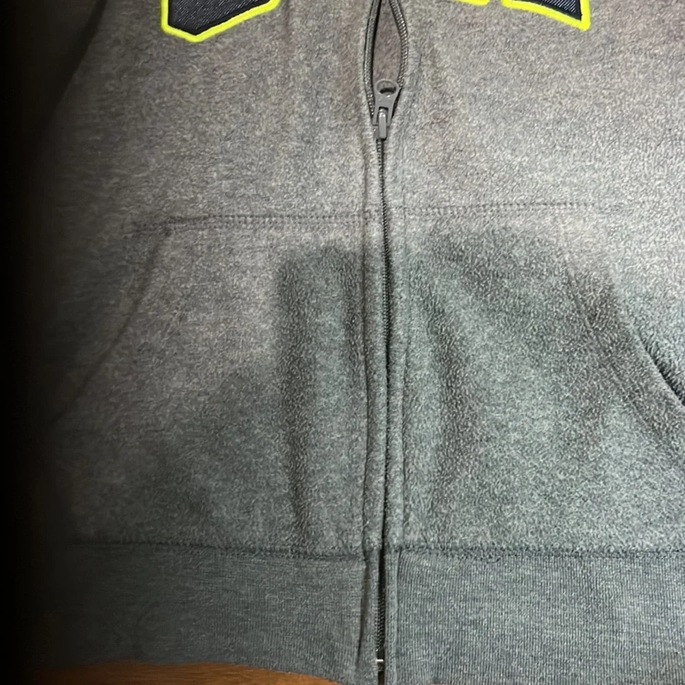 Gap Fleece Jacket Hoodie size large Grey and Neón Gap logo Zip Sweater - Picture 4 of 7